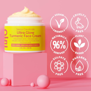 best korean skin care – seoulceuticals turmeric cream face moisturizer for dull dry skin & glass skin glow
