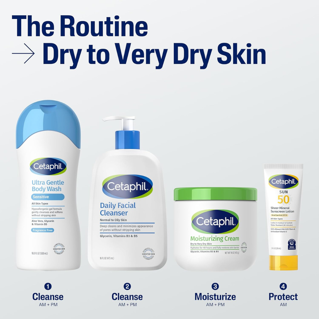 cetaphil moisturizing cream – hydrating face & body moisturizer for dry to very dry sensitive skin