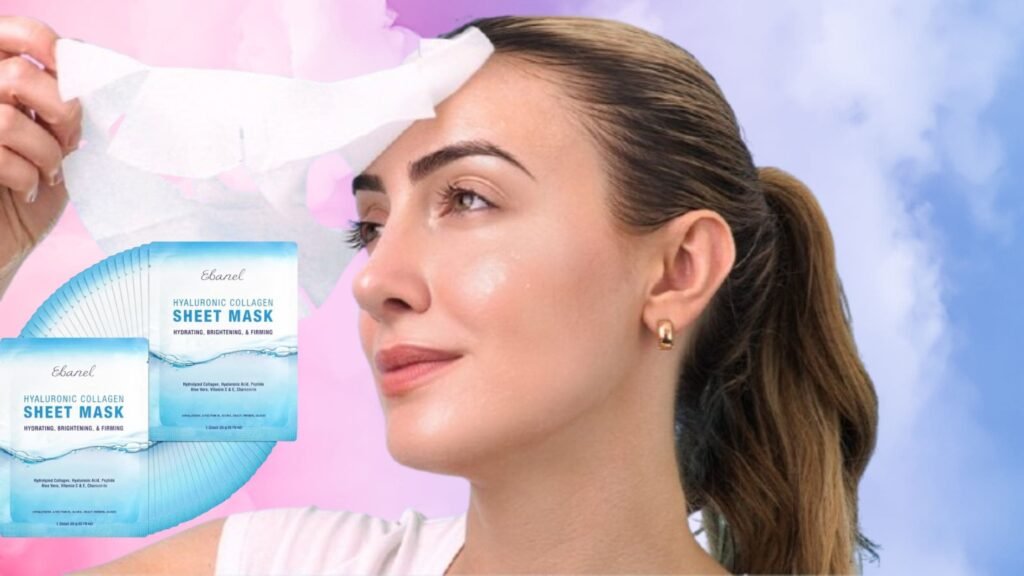 Ebanel 40 Pack Collagen Face Mask with Hyaluronic Acid, Vitamin C, Peptide, Aloe, Instant Brightening Hydrating Face Masks Skincare Korean Sheet Mask, Skin Firming, Lifting Anti Aging Facial Masks
